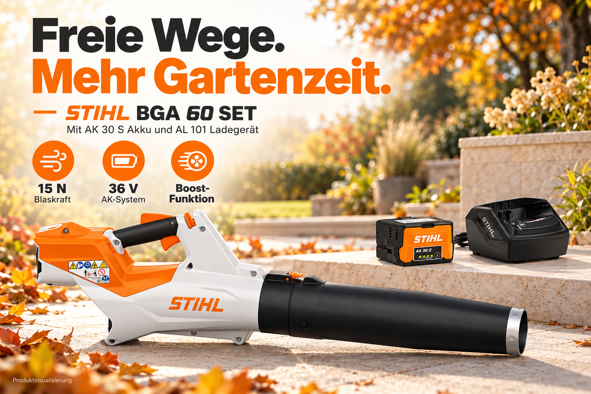 STIHL BGA 60 Set – Akku-Laubbläser mit AK 30 S und AL 101
