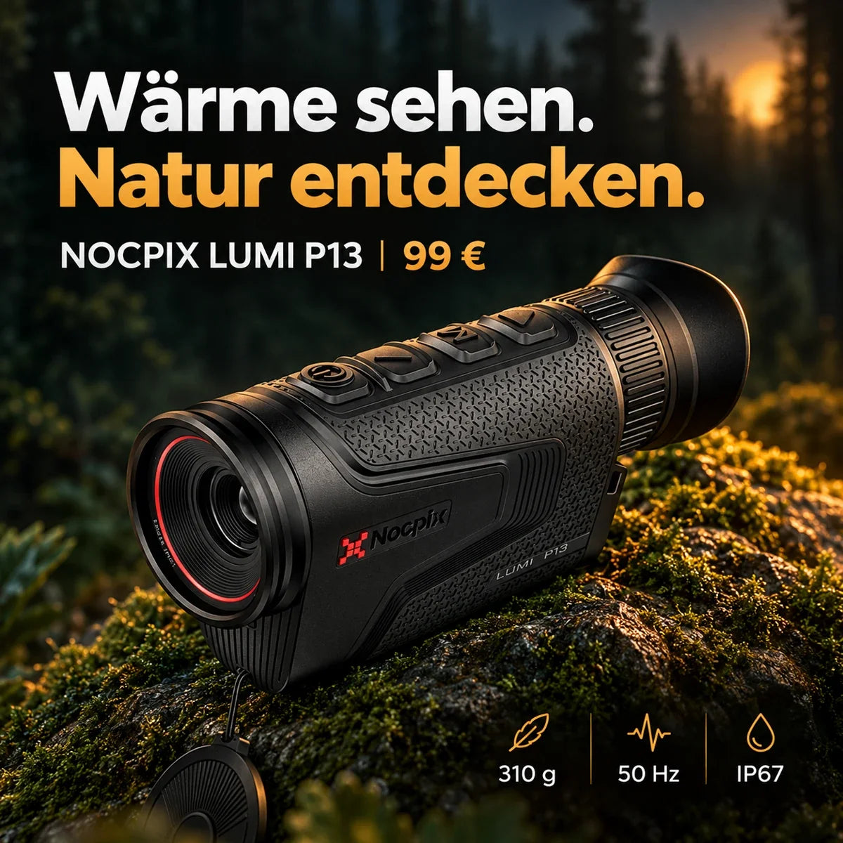 Nocpix LUMI P13 Wärmebildkamera – 13 mm, 50 Hz & 2 Wechselakkus