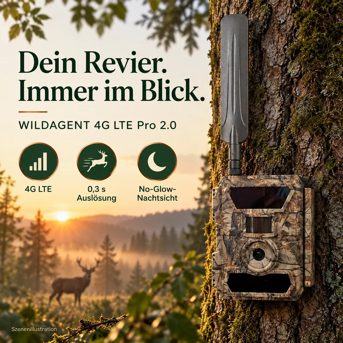 WILDAGENT 4G LTE Pro 2.0 – Wildkamera mit No-Glow-Nachtsicht