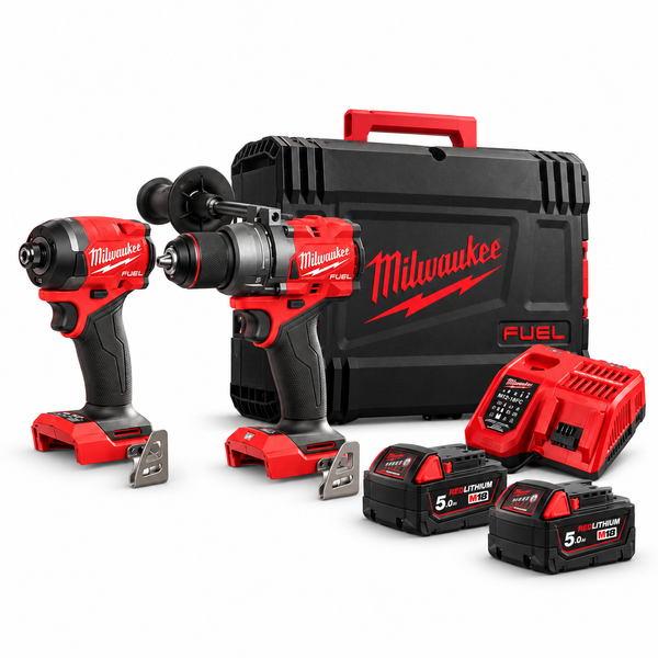 Milwaukee M18 FUEL™ Powerpack FPP2A3-502X – 2 Werkzeuge, 2 × 5,0 Ah & HD Box