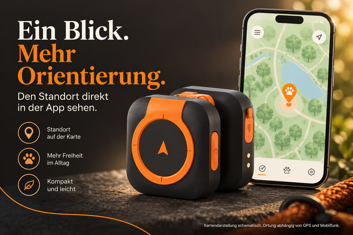 ECHOORIA GPS-Tracker für Hunde & Katzen – mit Halsband, Schwarz