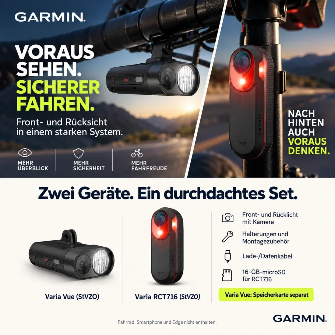 Garmin Varia Safety Bundle – Vue 4K & RCT716 Radar | StVZO