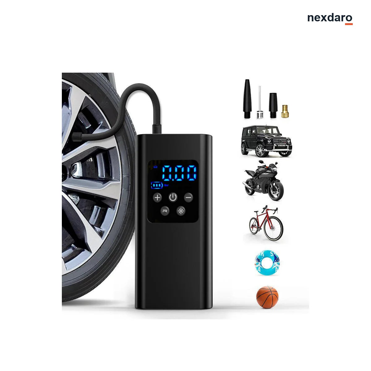 NEXDARO digital tire inflator and common applications